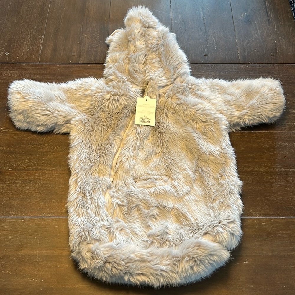 New with Tags Restoration Hardware Luxe Fur Faux Grey Fox Bunting